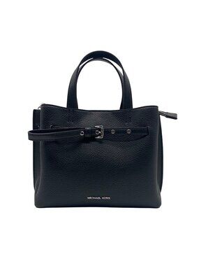 Michael Kors Black Emilia Small Pebbled Leather Satchel Bag